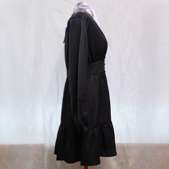 Button Front Lantern Sleeve Whimsy-goth Dress - Picture 4 of 7